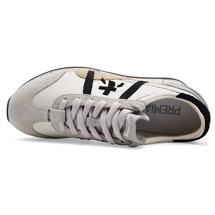 Sneakers Premiata JACKYXD 8222 Donna Pelle Bianca Dettagli Neri