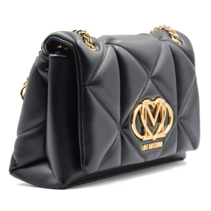 Borsa Love Moschino Donna Nero Tracolla Dorata Stile Grintoso