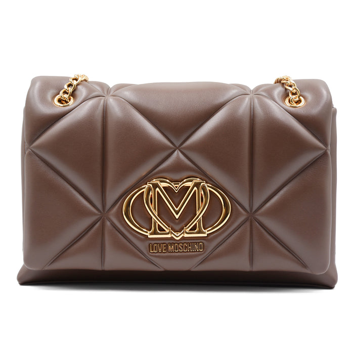 Borsa Donna Love Moschino Cioccolato Monogramma E Logo Dorati
