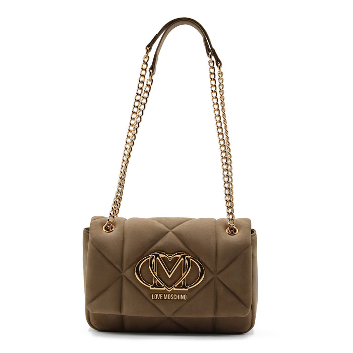 Borsa Donna Love Moschino Sabbia Velour Con Monogramma Dorato