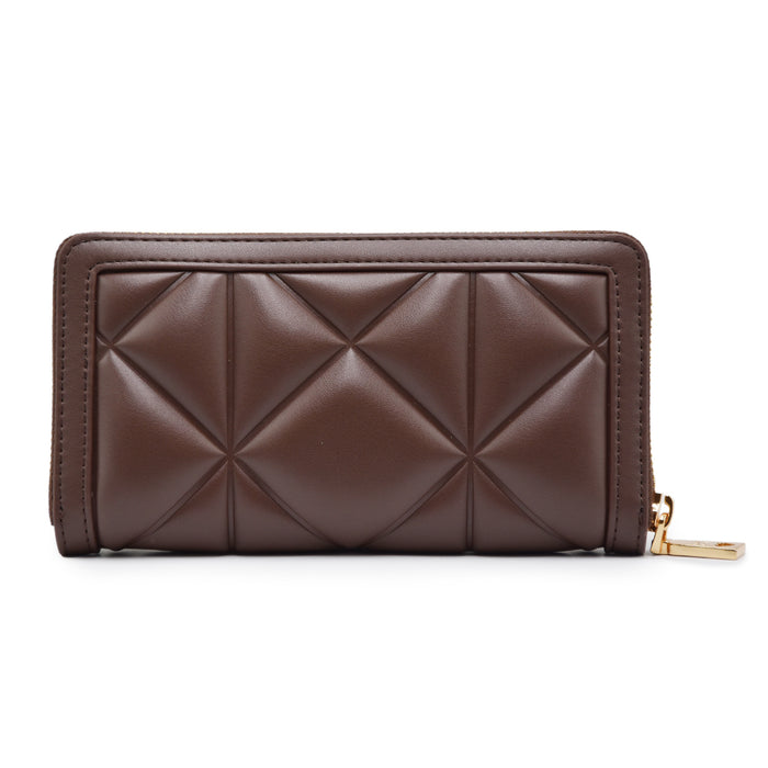 Love Moschino Women's Wallet Embossed Chocolate Zip Closure