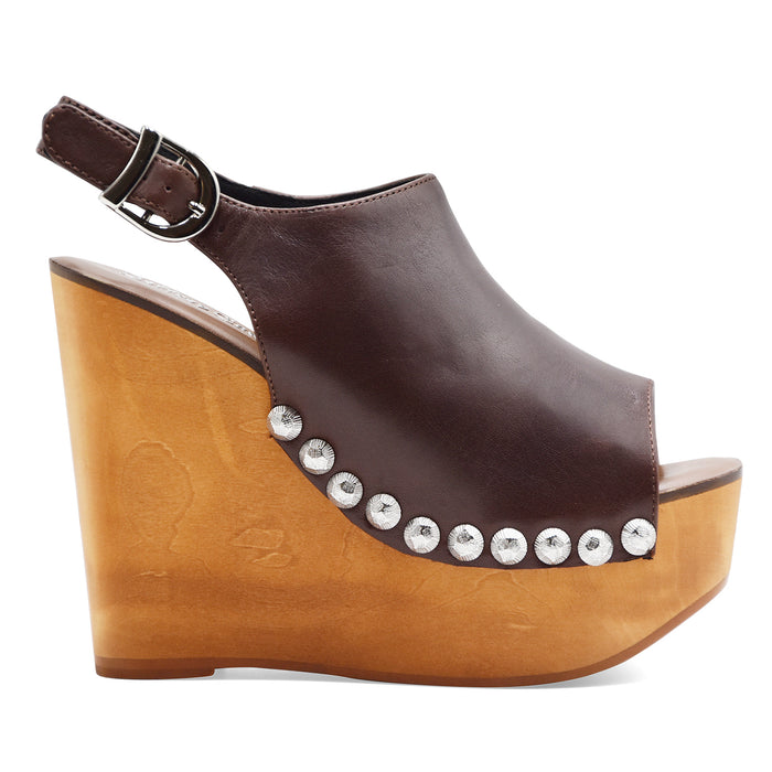 Jeffrey Campbell Women's Snick Brown Studded Wedge Sandals