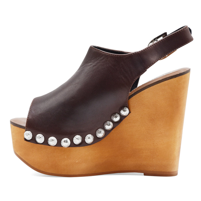 Jeffrey Campbell Women's Snick Brown Studded Wedge Sandals