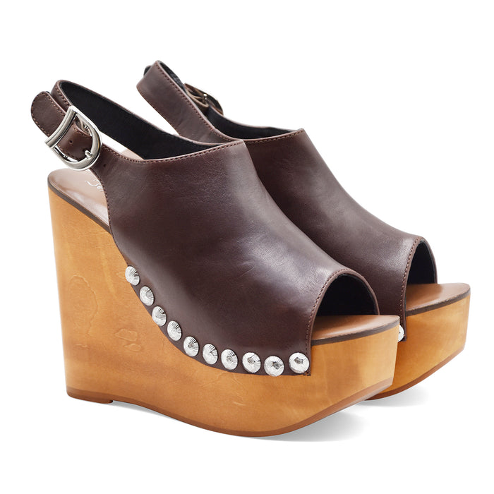Jeffrey Campbell Women's Snick Brown Studded Wedge Sandals