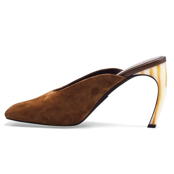Sabot Donna Jeffrey Campbell Scamosciato Marrone Tacco Scultoreo