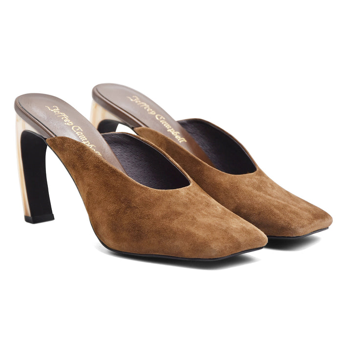 Sabot Donna Jeffrey Campbell Scamosciato Marrone Tacco Scultoreo