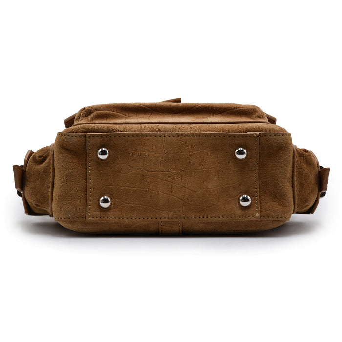 Borsa Hogan Flap Piccola Pelle Scamosciata Beige Stampa Cocco