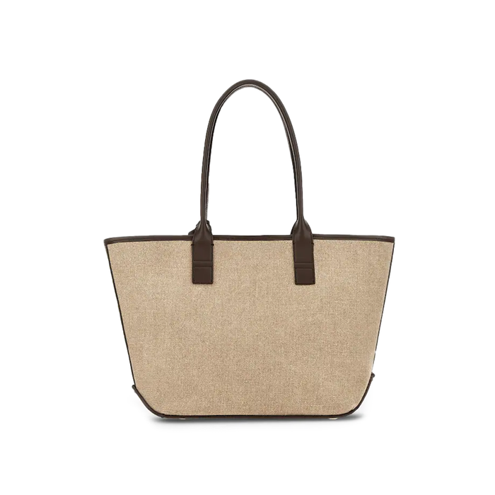 Borsa Shopping Hogan Address Piccola In Canvas Marrone Avorio