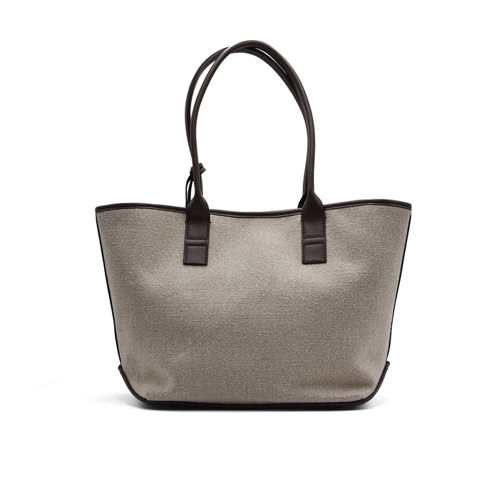 Borsa Shopping Hogan Address Piccola In Canvas Marrone Avorio