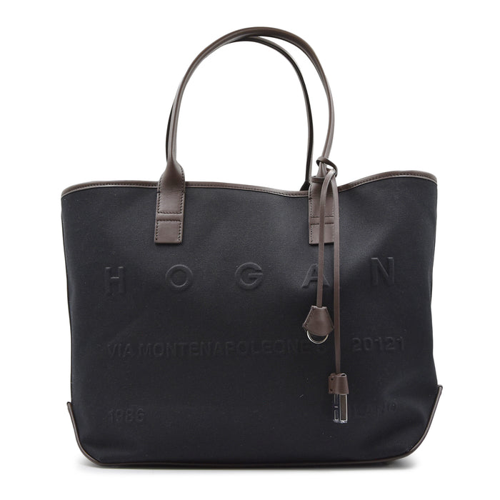 Borsa Hogan Shopping Media Tessuto Nero Indirizzo Montenapoleone