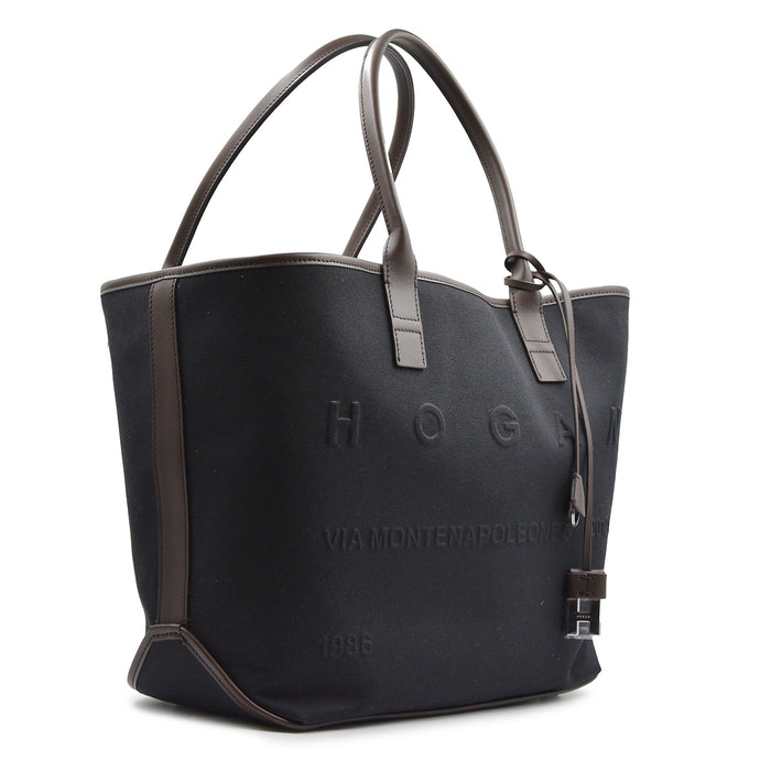 Borsa Hogan Shopping Media Tessuto Nero Indirizzo Montenapoleone