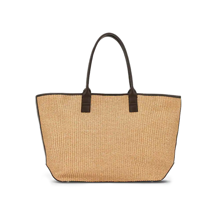 Hogan Women's Address Medium Raffia Shopping Bag in Brown and Ivory