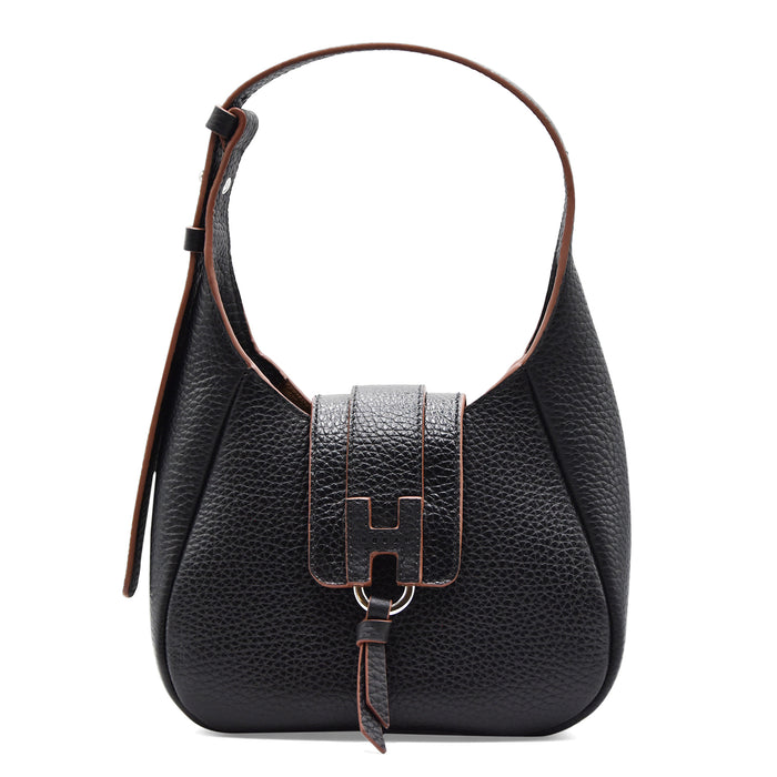 Borsa Hobo Mini Hogan Trend Nero In Pelle Martellata Morbida