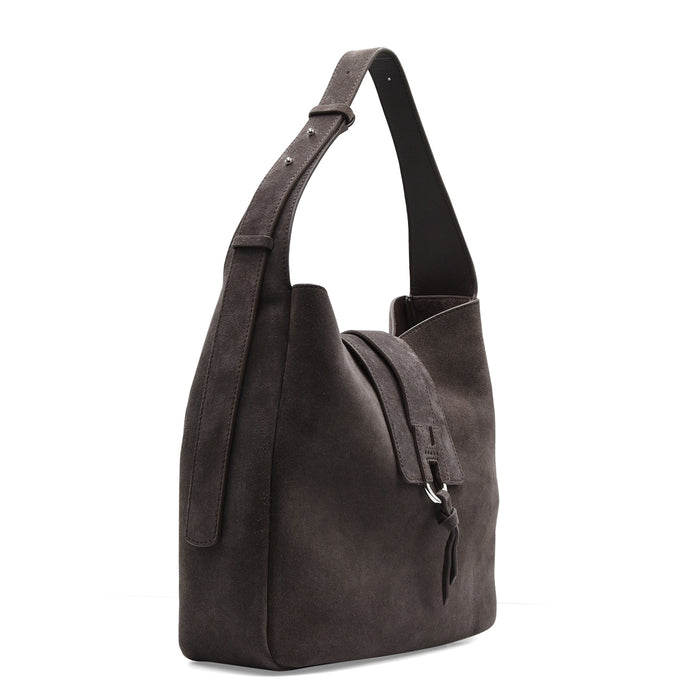 Borsa Hobo Hogan Trend Pelle Scamosciata Marrone Look Raffinato
