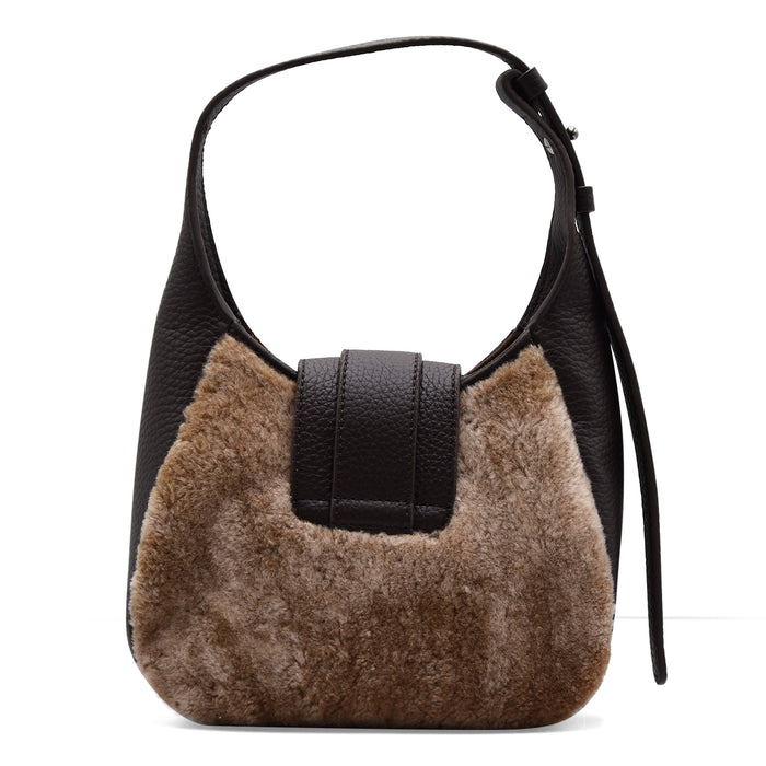 Hogan Borsa Donna Pelle Marrone E Vera Pelliccia H01X HOBO MINI