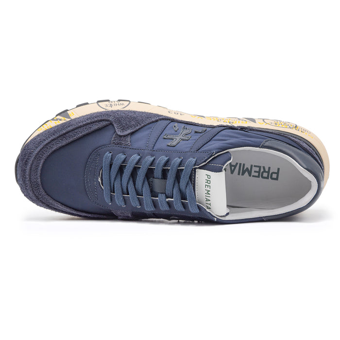 Premiata Landeck 6407 Sneakers Uomo Blu Con Suola Miele Logata