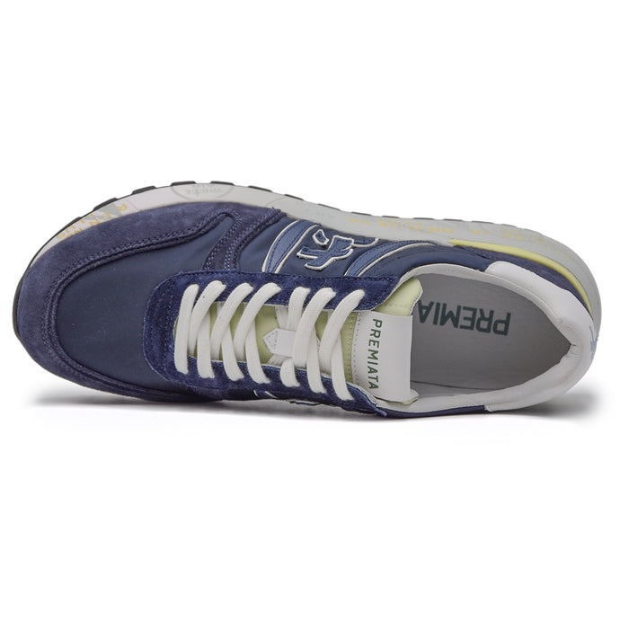 Premiata Uomo Sneakers Blu Lander 6634 Inserto In PVC Nel Retro