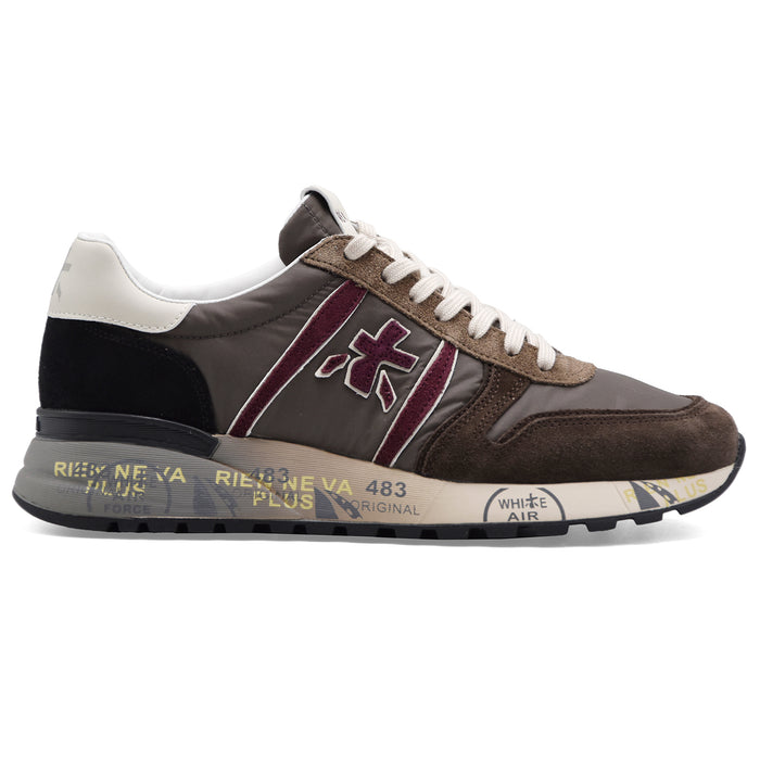 Sneakers Premiata Lander 8657 Uomo Marrone Bordeaux Logo Laterale