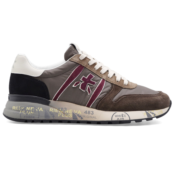Sneakers Premiata Lander 8657 Uomo Marrone Bordeaux Logo Laterale