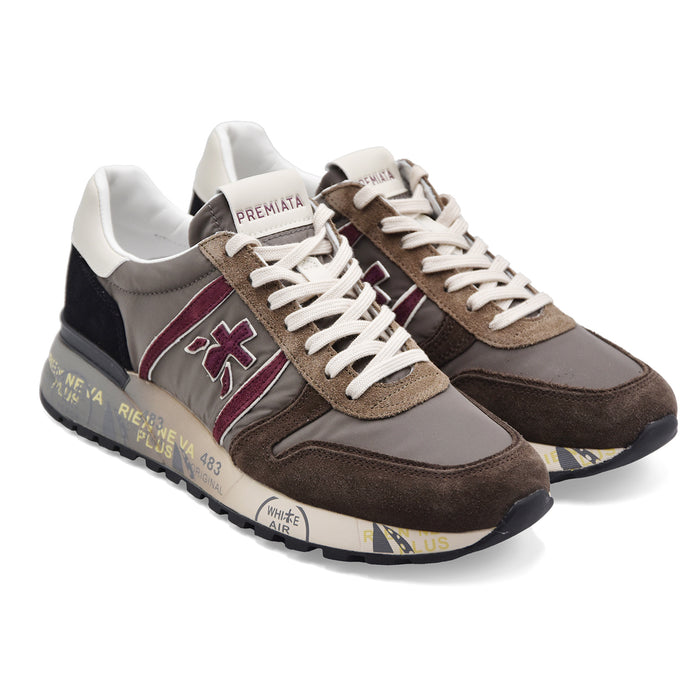 Sneakers Premiata Lander 8657 Uomo Marrone Bordeaux Logo Laterale