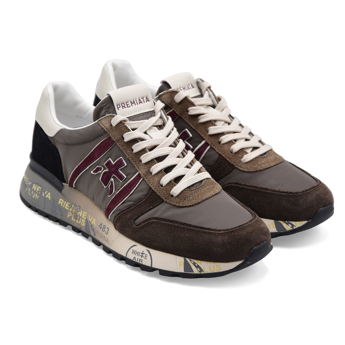 Sneakers Premiata Lander 8657 Uomo Marrone Bordeaux Logo Laterale