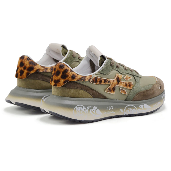 Sneakers Premiata Lauryn 7790 Donna Suede Verde Stile Animalier