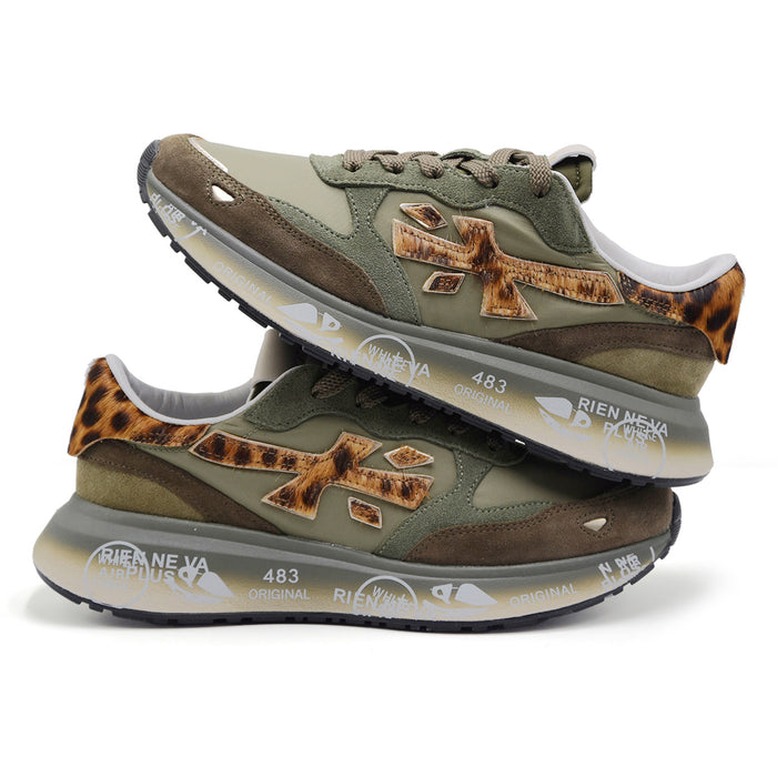 Sneakers Premiata Lauryn 7790 Donna Suede Verde Stile Animalier
