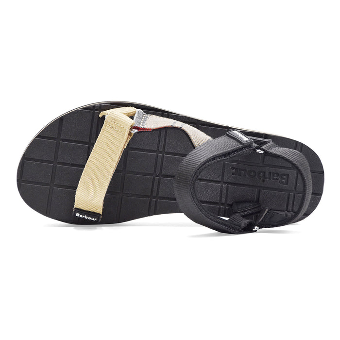 Barbour Sandali Donna Tessuto Nero Beige E Tartan MILA SANDAL