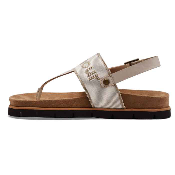 Barbour Sandali Donna LUMLEY Tessuto Bianco Con Logo Centrale