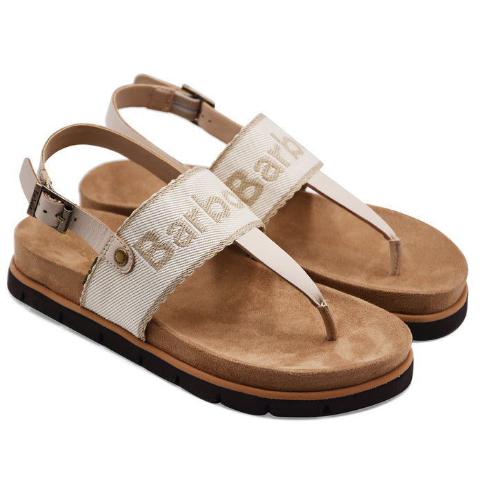 Barbour Sandali Donna LUMLEY Tessuto Bianco Con Logo Centrale