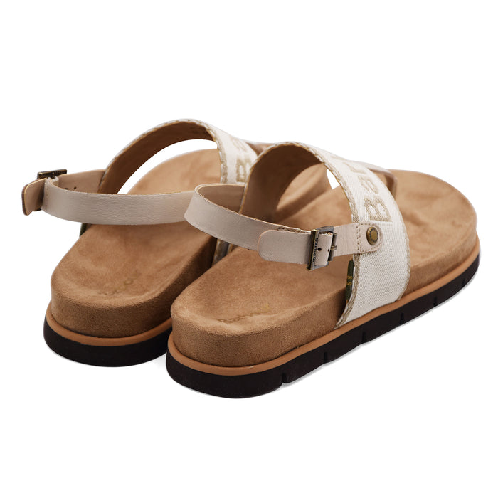 Barbour Sandali Donna LUMLEY Tessuto Bianco Con Logo Centrale