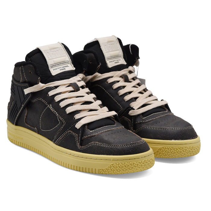 Sneakers Uomo Philippe Model Paris La Grande Mid Cracklè Nero
