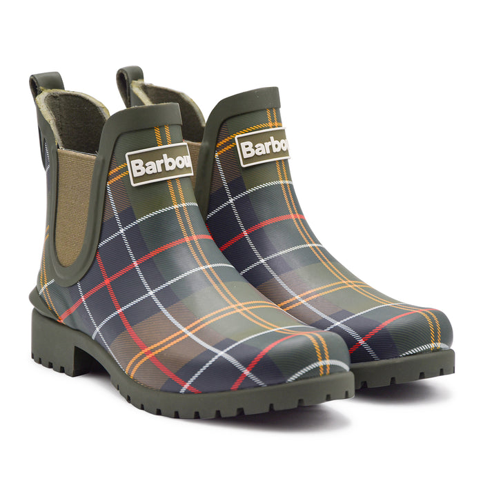 Stivaletti Donna Barbour Wilton Motivo Tartan E Iconico Verde