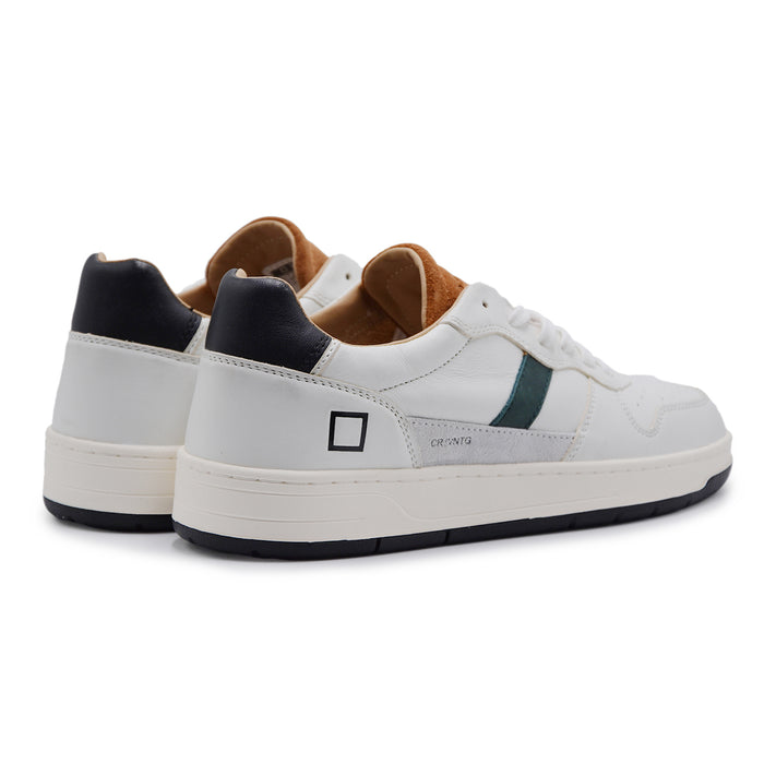 Sneakers D.A.T.E. Uomo Court Vintage Bianco Cuoio Dettagli Blu