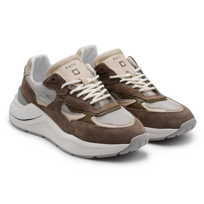 D.A.T.E. Sneakers Uomo FUGA Pelle Scamosciata Marrone E Tessuto