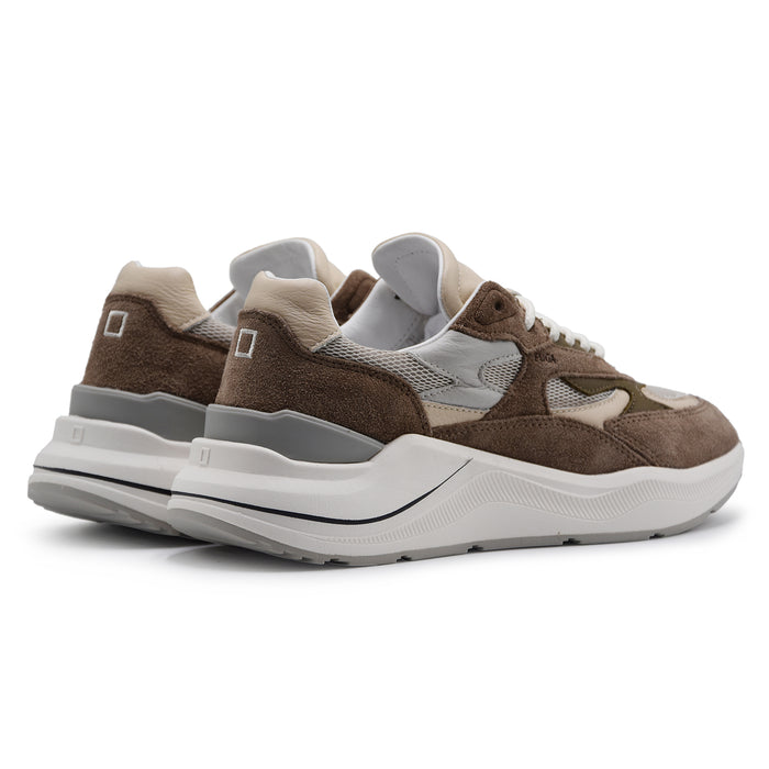 D.A.T.E. Sneakers Uomo FUGA Pelle Scamosciata Marrone E Tessuto