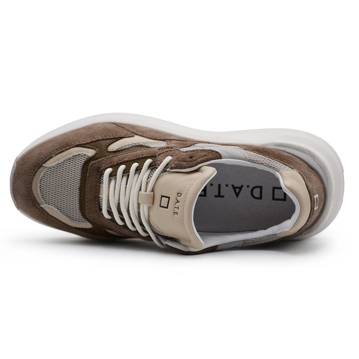 D.A.T.E. Sneakers Uomo FUGA Pelle Scamosciata Marrone E Tessuto