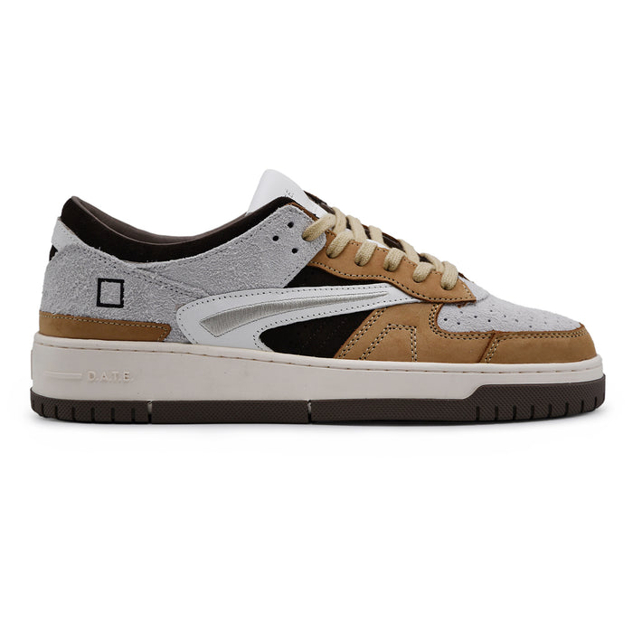 Sneakers Uomo D.A.T.E. TORNEO Pelle Beige E Grigio A Contrasto
