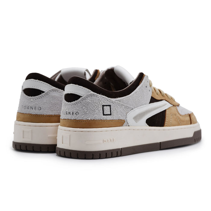 Sneakers Uomo D.A.T.E. TORNEO Pelle Beige E Grigio A Contrasto