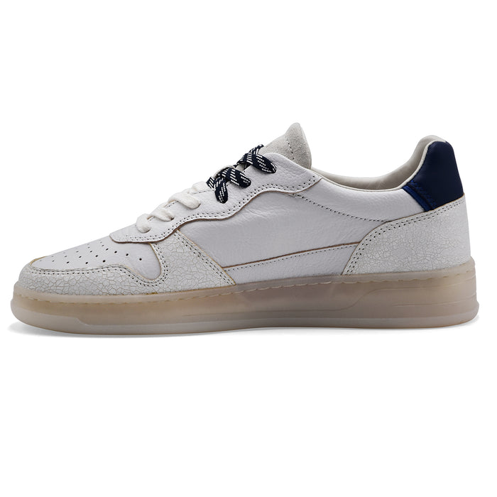 D.A.T.E. Court 2.0 Men's White Blue Cracked Effect Sneakers