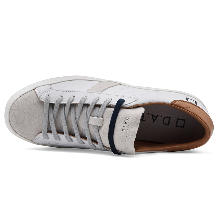 Sneakers D.A.T.E. Uomo Hill Low Bianco Cuoio Look Casual Curato