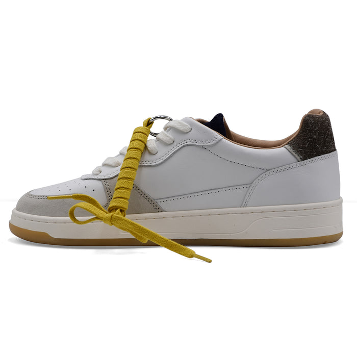 Sneakers Uomo D.A.T.E. Court 2.0 In Pelle Bianco Linguetta Blu
