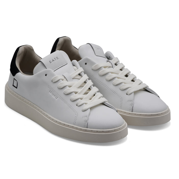 D.A.T.E. Sneakers Uomo Levante Bianche Tallone Camoscio Nero