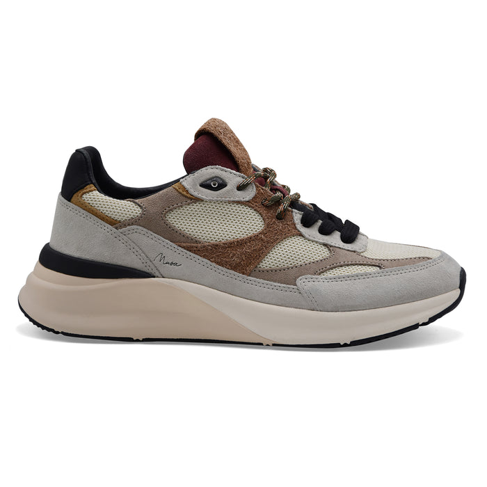Sneakers Uomo D.A.T.E. Musa Tessuto Bianco E Pelle Scamosciata
