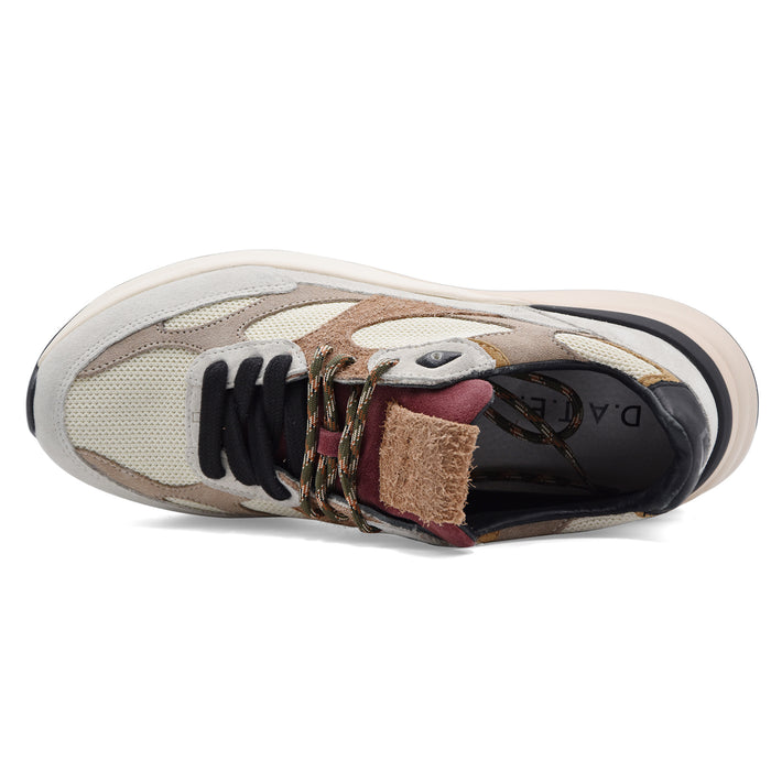 Sneakers Uomo D.A.T.E. Musa Tessuto Bianco E Pelle Scamosciata