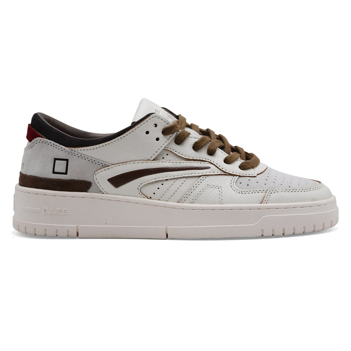 Sneakers Uomo D.A.T.E. Torneo Pelle Bianco Dettagli A Contrasto