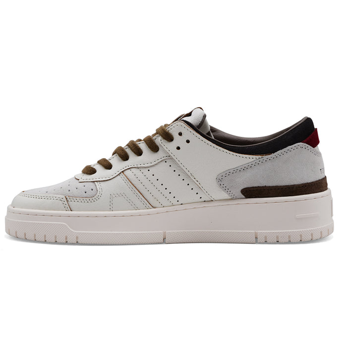 Sneakers Uomo D.A.T.E. Torneo Pelle Bianco Dettagli A Contrasto