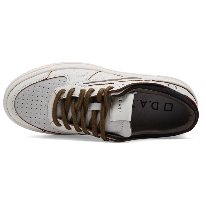 Sneakers Uomo D.A.T.E. Torneo Pelle Bianco Dettagli A Contrasto