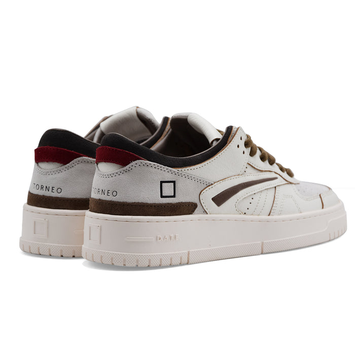 Sneakers Uomo D.A.T.E. Torneo Pelle Bianco Dettagli A Contrasto