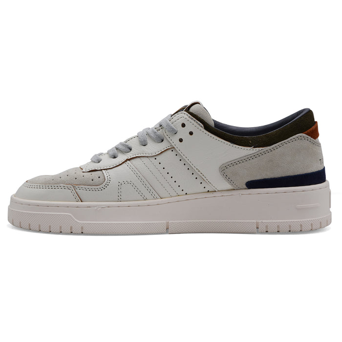 Sneakers Uomo D.A.T.E. Torneo Pelle Bianco Inserti In Camoscio